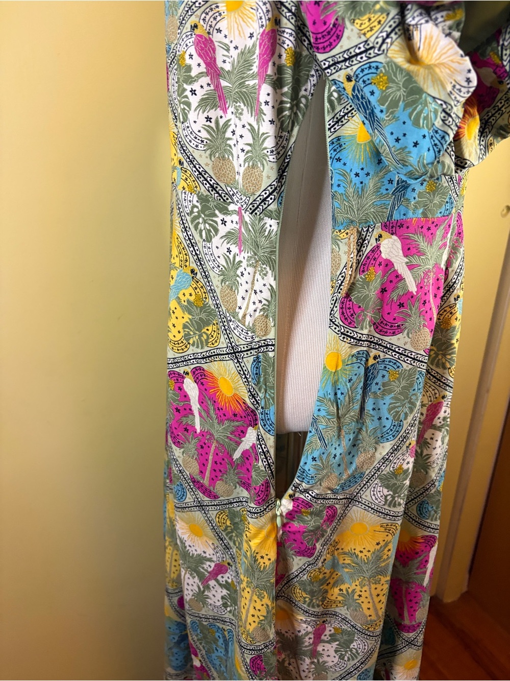 LOFT Raffia Palm Print Midi Dress NO BELT. - Picture 14 of 15